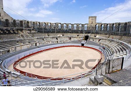Stock Photo - Arles, France, Exterior of the Arles antique Roman amphitheater's. Fotosearch