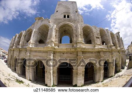 Stock Photography - Arles, France, Exterior of the Arles antique Roman amphitheater's. Fotosearch