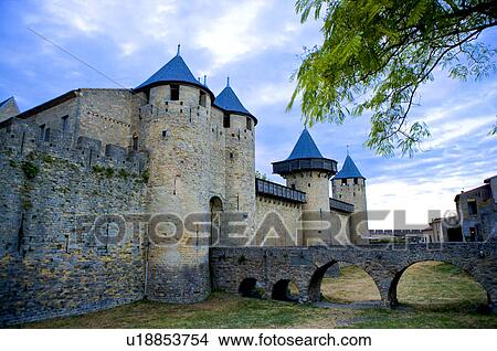France, Languedoc, Carcassonne, Castle walls View Large Photo Image Picture - France, Languedoc, Carcassonne, Castle walls. Fotosearch