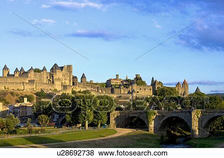 France, Languedoc, Carcassonne, Castle walls View Large Photo Image Stock Photo - France, Languedoc, Carcassonne, Castle walls. Fotosearch