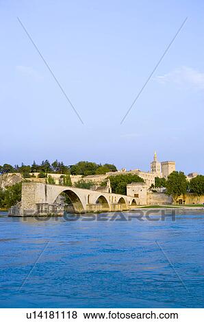 Stock Photo - St. Benezet's Bridge over Rhone River, Avignon, Provence-Alpes-Cote d'Azur, France. Fotosearch