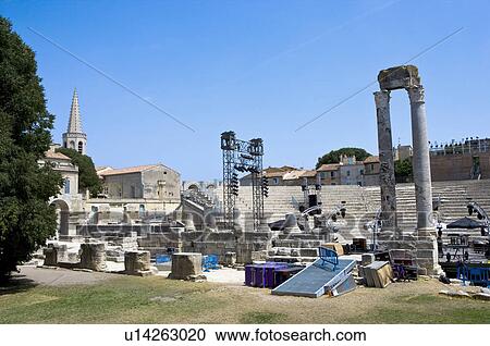 Stock Image - The Roman theater in Arles, France. Fotosearch
