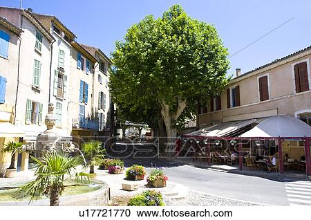 Stock Image - City View in Plateau De Valensole, Provence-Alpes-Cote d'Azur, France. Fotosearch