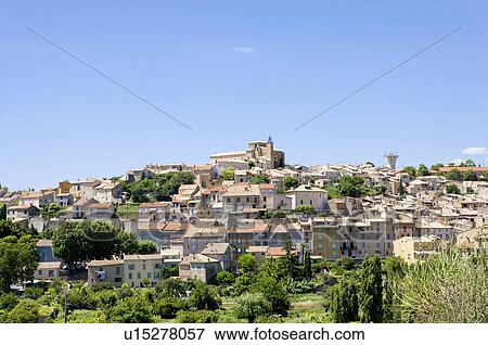 Stock Photo - City View in Plateau De Valensole, Provence-Alpes-Cote d'Azur, France. Fotosearch