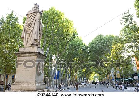 Stock Image - Cours Mirabeau in Aix-en-Provence, Provence-Alpes-Cote d'Azur, France. Fotosearch