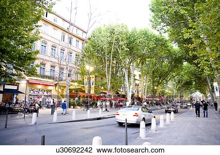 Cours Mirabeau in Aix-en-Provence, Provence-Alpes-Cote d'Azur, France View Large Photo Image Stock Image - Cours Mirabeau in Aix-en-Provence, Provence-Alpes-Cote d'Azur, France. Fotosearch