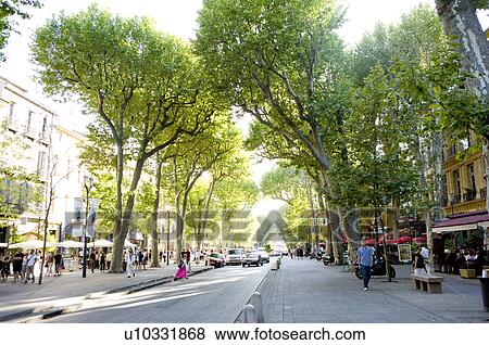 Stock Photo - Cours Mirabeau in Aix-en-Provence, Provence-Alpes-Cote d'Azur, France. Fotosearch