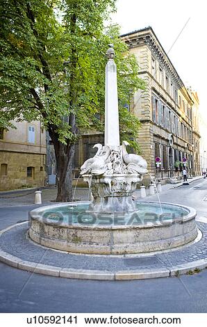 Stock Image - Fountain in Aix-en-Provence, Provence-Alpes-Cote d'Azur, France. Fotosearch