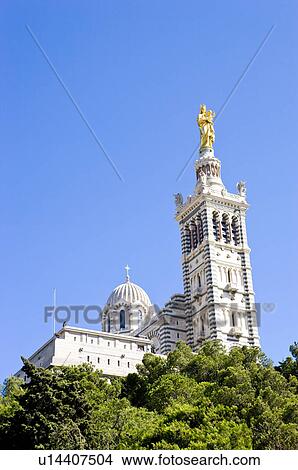 Picture - Notre Dame de la Garde in Marseille, Provence-Alpes-Cote d'Azur, France. Fotosearch