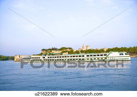Rhone River, Cruise Ship in Avignon, Provence-Alpes-Cote d'Azur, France View Large Photo Image Stock Photo - Rhone River, Cruise Ship in Avignon, Provence-Alpes-Cote d'Azur, France. Fotosearch