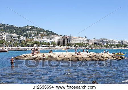 Picture - Beach and Coastline in Cannes, Provence-Alpes-Cote d'Azur, France, Europe. Fotosearch