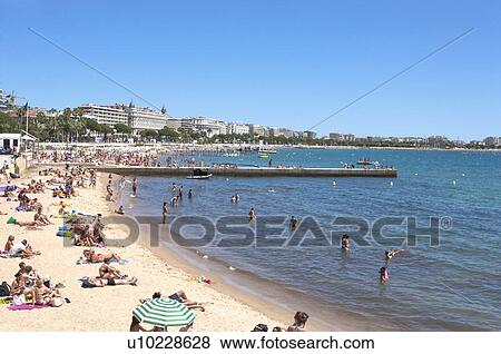 Stock Photo - Beach and Coastline in Cannes, Provence-Alpes-Cote d'Azur, France, Europe. Fotosearch