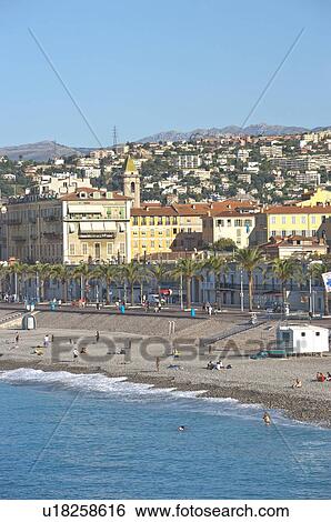 Beach and Coastline in Nice, Provence-Alpes-Cote d'Azur, France, Europe View Large Photo Image Stock Photograph - Beach and Coastline in Nice, Provence-Alpes-Cote d'Azur, France, Europe. Fotosearch