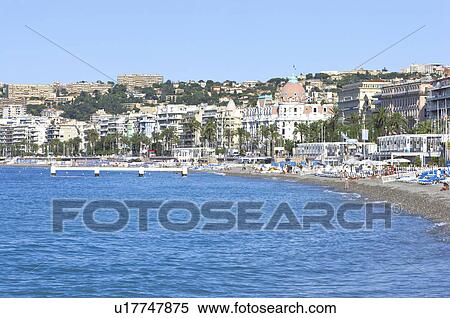 Stock Photography - Beach and Coastline in Nice, Provence-Alpes-Cote d'Azur, France, Europe. Fotosearch