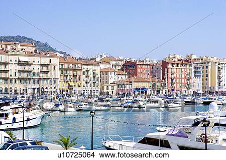 Fishing boats docked at a harbor, Nice, French Riviera, France, Europe View Large Photo Image Picture - Fishing boats docked at a harbor, Nice, French Riviera, France, Europe. Fotosearch