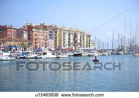 Fishing boats docked at a harbor, Nice, French Riviera, France, Europe View Large Photo Image Stock Photo - Fishing boats docked at a harbor, Nice, French Riviera, France, Europe. Fotosearch