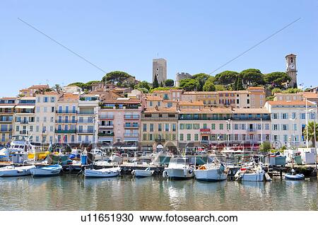 Stock Image - Harbor and Old Town in Cannes, Provence-Alpes-Cote d'Azur, France, Europe. Fotosearch