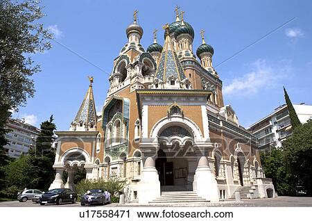 Stock Image - Russian Orthodox Cathedral, Nice, Cote d'Azur, Provence, France, Europe. Fotosearch