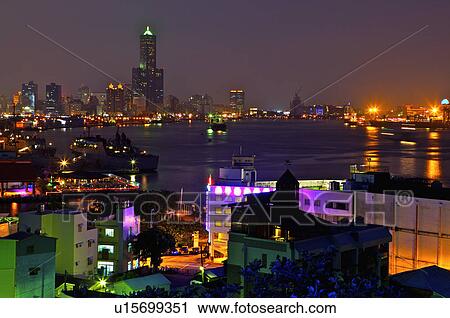 Stock Image - Taiwan, Kaohsiung, Kaohsiung Harbor. Fotosearch