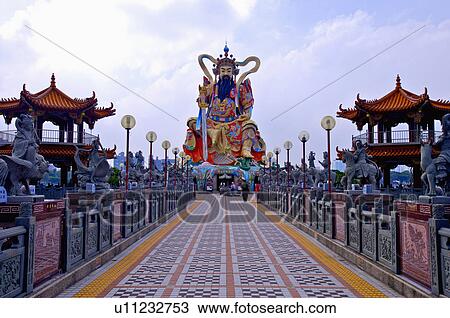 Stock Image - Taiwan, Kaohsiung, Lotus Pond, The North Pole Pavilion, Xuan Tian Shang Di. Fotosearch
