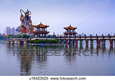 Taiwan, Kaohsiung, Lotus Pond, The North Pole Pavilion, Xuan Tian Shang Di View Large Photo Image Stock Photography - Taiwan, Kaohsiung, Lotus Pond, The North Pole Pavilion, Xuan Tian Shang Di. Fotosearch
