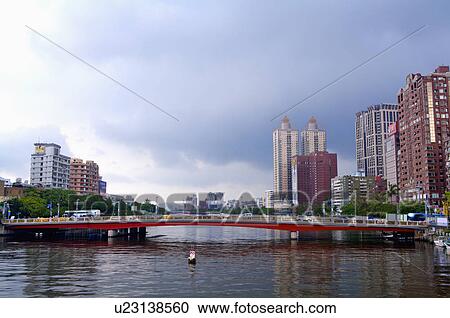 Stock Image - Taiwan, Kaohsiung, Love River. Fotosearch