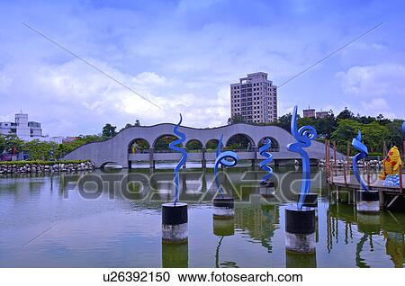 Stock Image - Taiwan, Taichung, Fengle Sculpture Park. Fotosearch