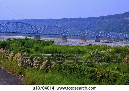 Picture - Taiwan, Taichung, Da An River Steel Bridge. Fotosearch