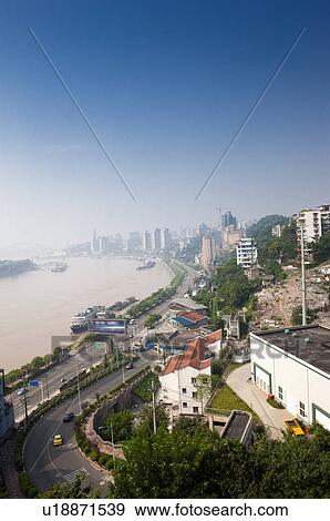 China, Chongqing, Hongyadong, Jialing River View Large Photo Image Stock Photo - China, Chongqing, Hongyadong, Jialing River. Fotosearch