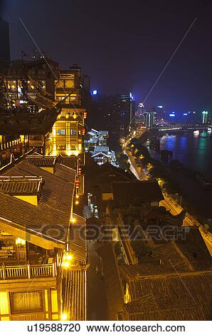China, Chongqing, Hongyadong, Foreigners Street View Large Photo Image Stock Image - China, Chongqing, Hongyadong, Foreigners Street. Fotosearch