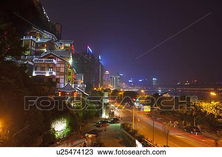China, Chongqing, Hongyadong, Foreigners Street View Large Photo Image Stock Image - China, Chongqing, Hongyadong, Foreigners Street. Fotosearch