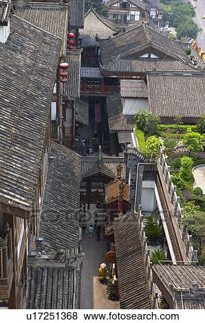 Stock Photo - China, Chongqing, Hongyadong, Foreigners Street. Fotosearch