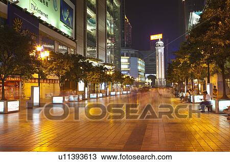 China, Chongqing, Jiefang Monument, Commercial Street View Large Photo Image Stock Image - China, Chongqing, Jiefang Monument, Commercial Street. Fotosearch