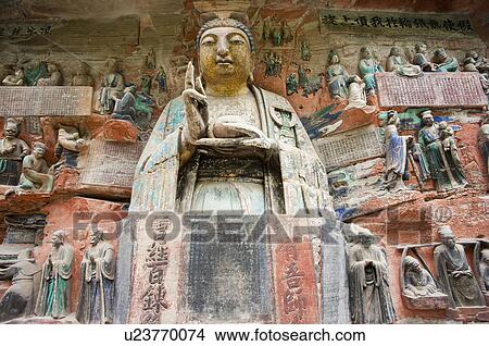 Buddha Shakyamuni, The Dazu Rock Carvings, Chongqing, China View Large Photo Image Picture - Buddha Shakyamuni, The Dazu Rock Carvings, Chongqing, China. Fotosearch