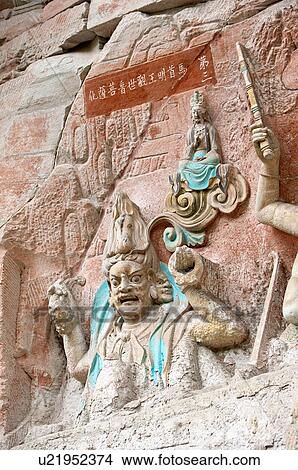 Image of the Great Vidyarajas, The Dazu Rock Carvings, Chongqing, China View Large Photo Image Picture - Image of the Great Vidyarajas, The Dazu Rock Carvings, Chongqing, China. Fotosearch
