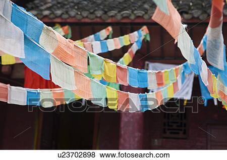 Prayer flags in Baoding Mountain, The Dazu Rock Carvings, Chongqing, China View Large Photo Image Stock Photo - Prayer flags in Baoding Mountain, The Dazu Rock Carvings, Chongqing, China. Fotosearch