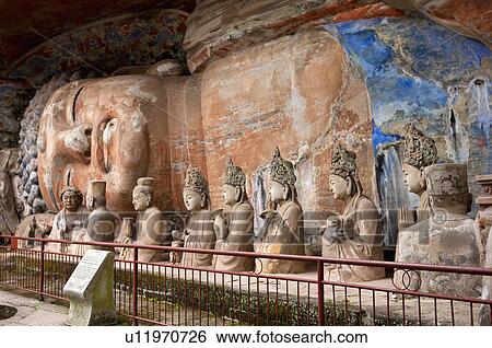 Sakyamuni Entering Nirvana, a stone carving of sleeping Buddha, The Dazu Rock Carvings, Chongqing, China View Large Photo Image Stock Photograph - Sakyamuni Entering Nirvana, a stone carving of sleeping Buddha, The Dazu Rock Carvings, Chongqing, China. Fotosearch