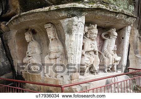 Picture - Statue Of Mountain Deity, The Dazu Rock Carvings, Chongqing, China. Fotosearch