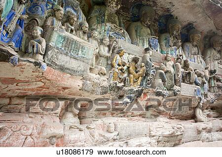 Stone Carving, A Story from the Scripture on the Kindness of Parents, The Dazu Rock Carvings, Chongqing, China View Large Photo Image Stock Photo - Stone Carving, A Story from the Scripture on the Kindness of Parents, The Dazu Rock Carvings, Chongqing, China. Fotosearch