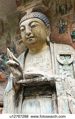 Stone Carving of Buddha Shakyamuni, The Dazu Rock Carvings, Chongqing, China View Large Photo Image Stock Photo - Stone Carving of Buddha Shakyamuni, The Dazu Rock Carvings, Chongqing, China. Fotosearch