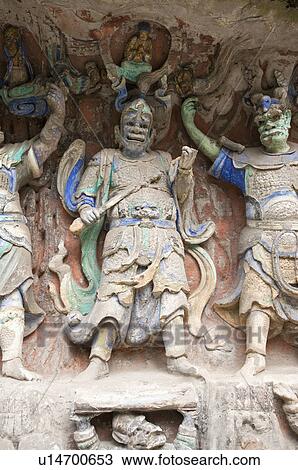 Stone Carving of Eight Temple Guardians, The Dazu Rock Carvings, Chongqing, China View Large Photo Image Stock Image - Stone Carving of Eight Temple Guardians, The Dazu Rock Carvings, Chongqing, China. Fotosearch