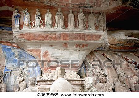 Stone Carving of Sakyamuni Entering Nirvana, The Dazu Rock Carvings, Chongqing, China View Large Photo Image Stock Photography - Stone Carving of Sakyamuni Entering Nirvana, The Dazu Rock Carvings, Chongqing, China. Fotosearch