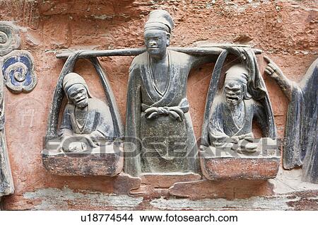 Stone Carving, Stories Of Filial Piety, The Dazu Rock Carvings, Chongqing, China View Large Photo Image Picture - Stone Carving, Stories Of Filial Piety, The Dazu Rock Carvings, Chongqing, China. Fotosearch