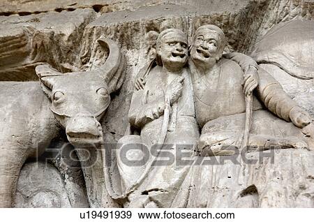 The Stone Carving, showing story of Cowherd's Pasture Land, The Dazu Rock Carvings, Chongqing, China View Large Photo Image Stock Photo - The Stone Carving, showing story of Cowherd's Pasture Land, The Dazu Rock Carvings, Chongqing, China. Fotosearch
