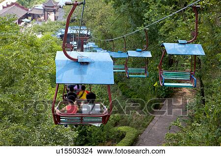 China, Yangtze River, Three Gorges, Fengdu, Ghost City, Overhead Cable Car View Large Photo Image Picture - China, Yangtze River, Three Gorges, Fengdu, Ghost City, Overhead Cable Car. Fotosearch