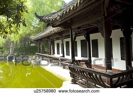 Stock Image - China, Yangtze River, Three Gorges, Baidicheng, Dufu Stele Corridor. Fotosearch