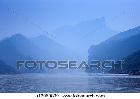Stock Photo - China, Yangtze River, Three Gorges, Qutang Gorge, Kui Gate. Fotosearch