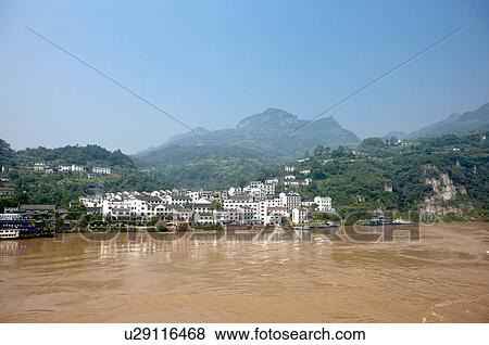 Stock Photo - China, Yangtze River, Three Gorges, Xiling Gorge, The Shadow-Play Gorge. Fotosearch
