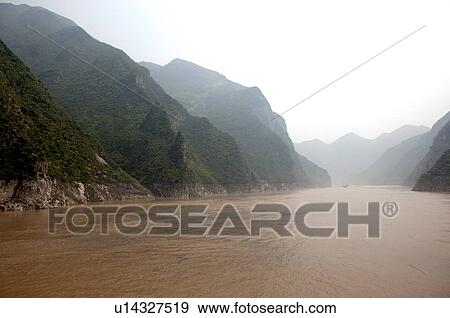 Stock Photo - China, Yangtze River, Three Gorges, Wu Gorge. Fotosearch