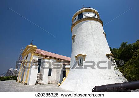 Stock Photograph - China, Macou, Guia Lighthouse, Guia Chapel, UNESCO, World Cultural Heritage. Fotosearch